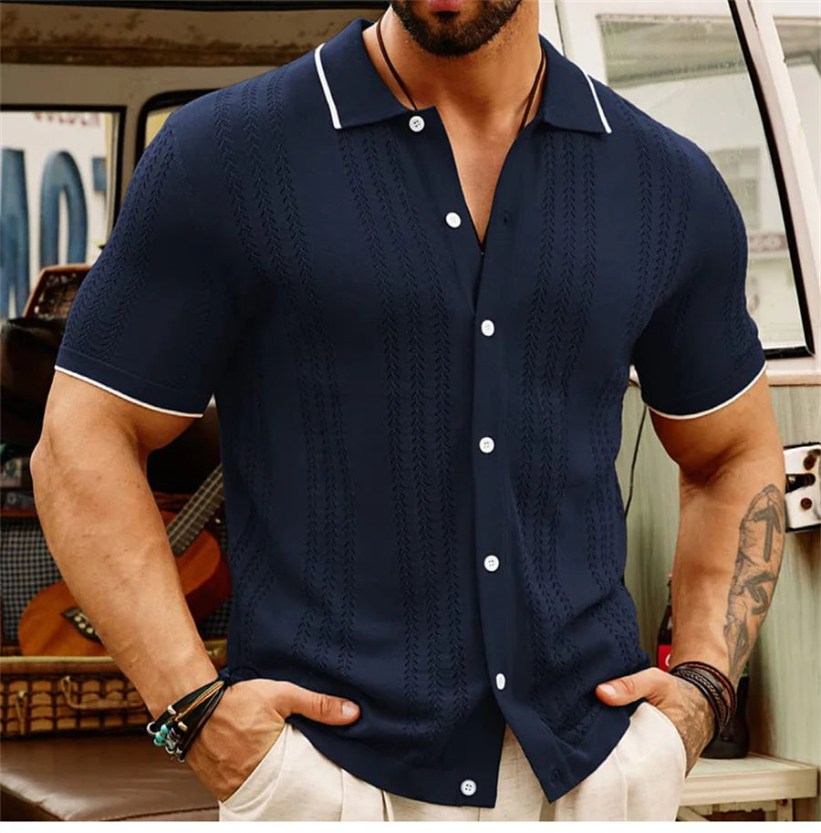 Vintage Button-Down Knit Men's Polo