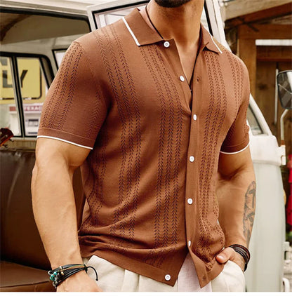 Vintage Button-Down Knit Men's Polo