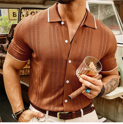 Vintage Button-Down Knit Men's Polo