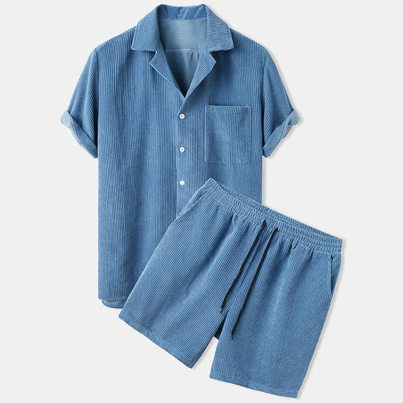 Knitwear Button-Up 2Pc Shirt Set