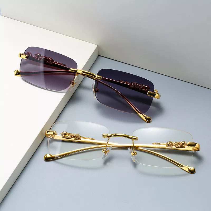 Zara Rimless Leopard Sunglasses