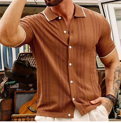 Vintage Button-Down Knit Men's Polo